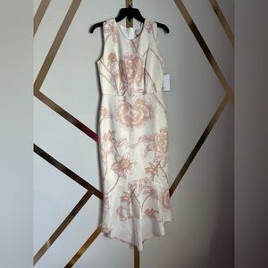 Enfocus Studio Cream and Pink Floral High Low Dress